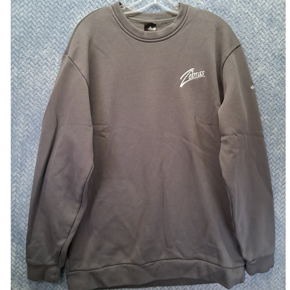 Adidas Zebras Embroidered Crewneck Sweatshirt Gray  Mens LT Claremore OK